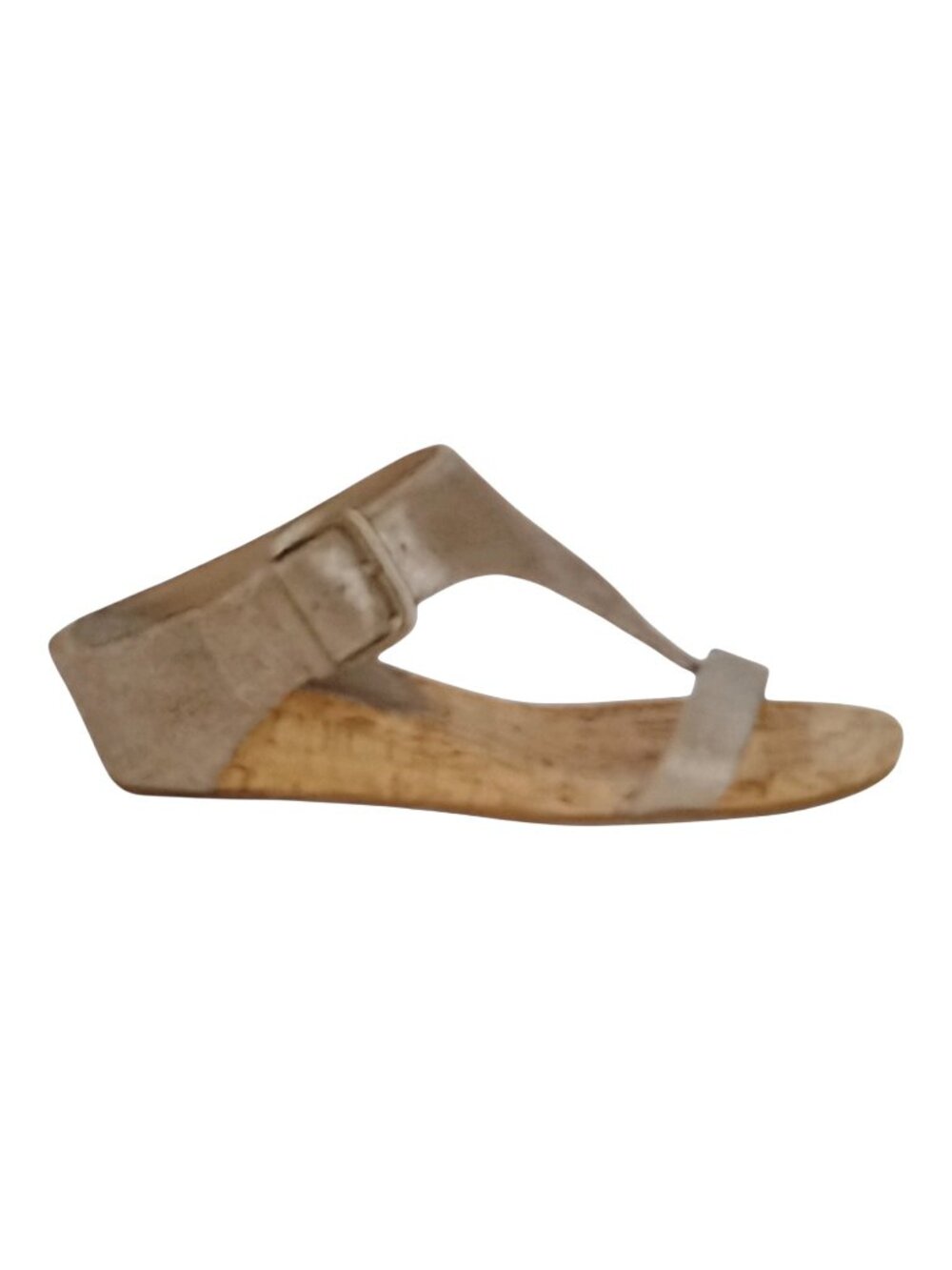 Donald Pliner Women's Size 8M Dylan Leather Wedge Sandals Subtle Gold Metallic